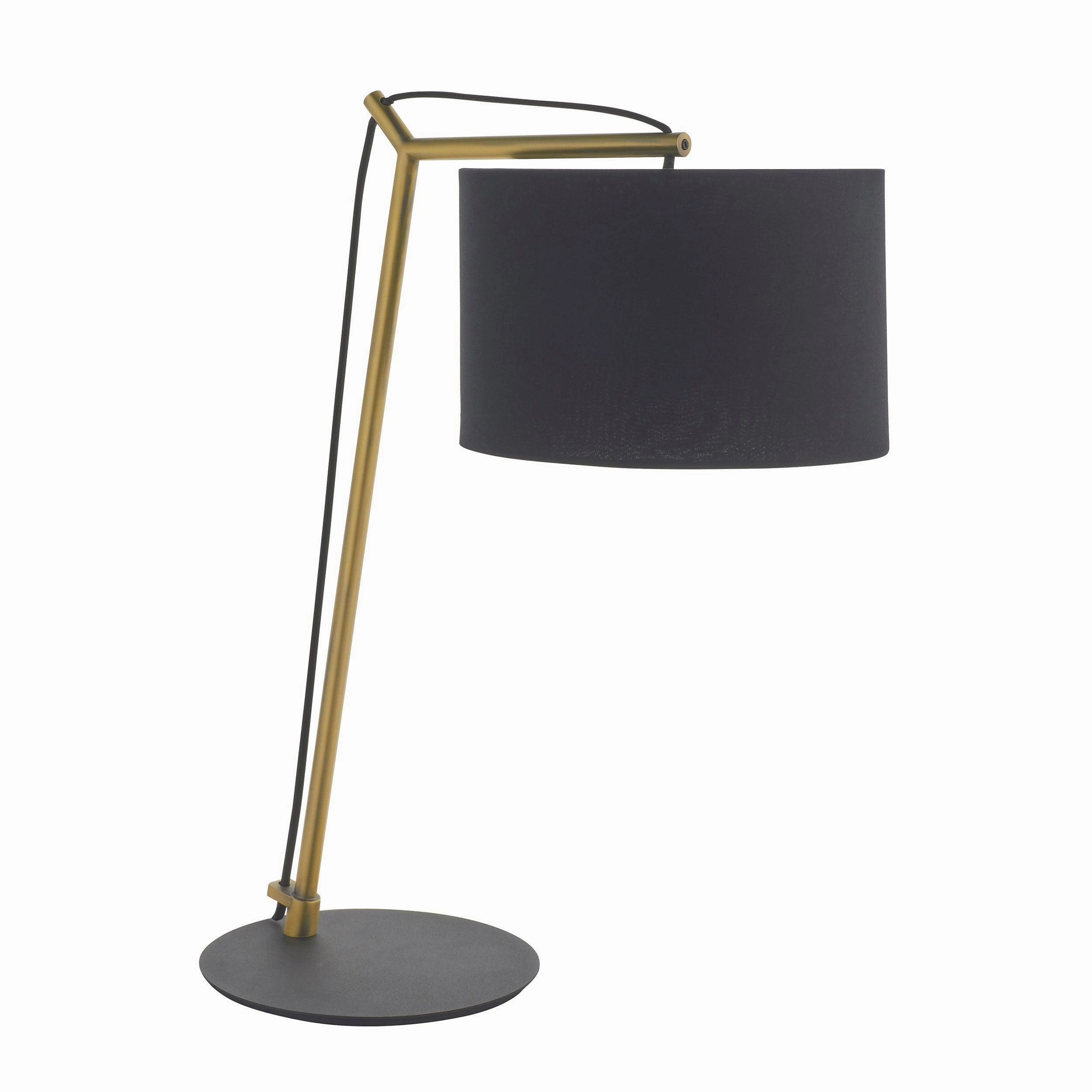 Wimbledon Matt Brass Table Lamp - Black Shade