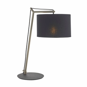 Wimbledon Matt Nickel Table Lamp - Black Shade energy-saving LED light
