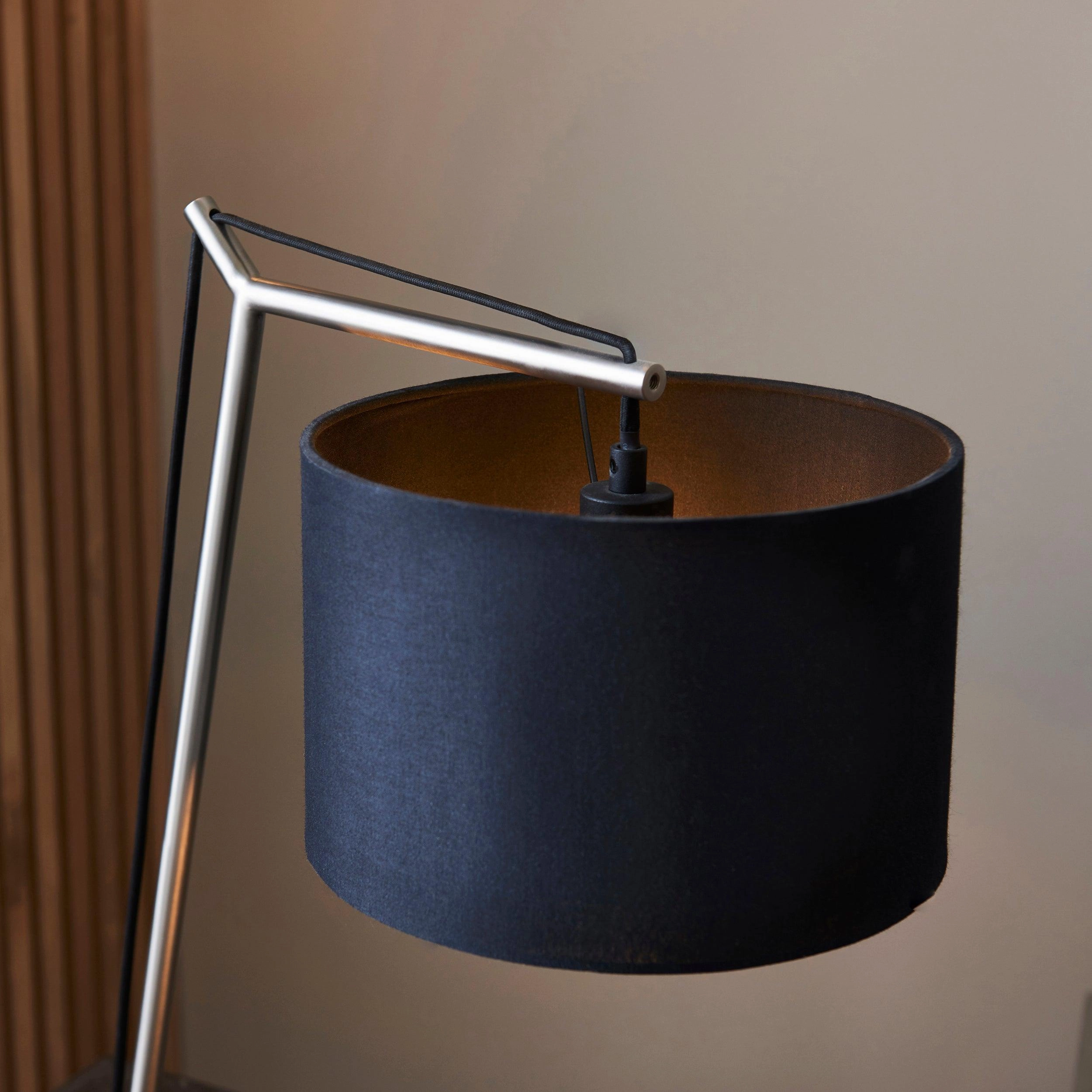 Wimbledon Matt Nickel Table Lamp - Black Shade
