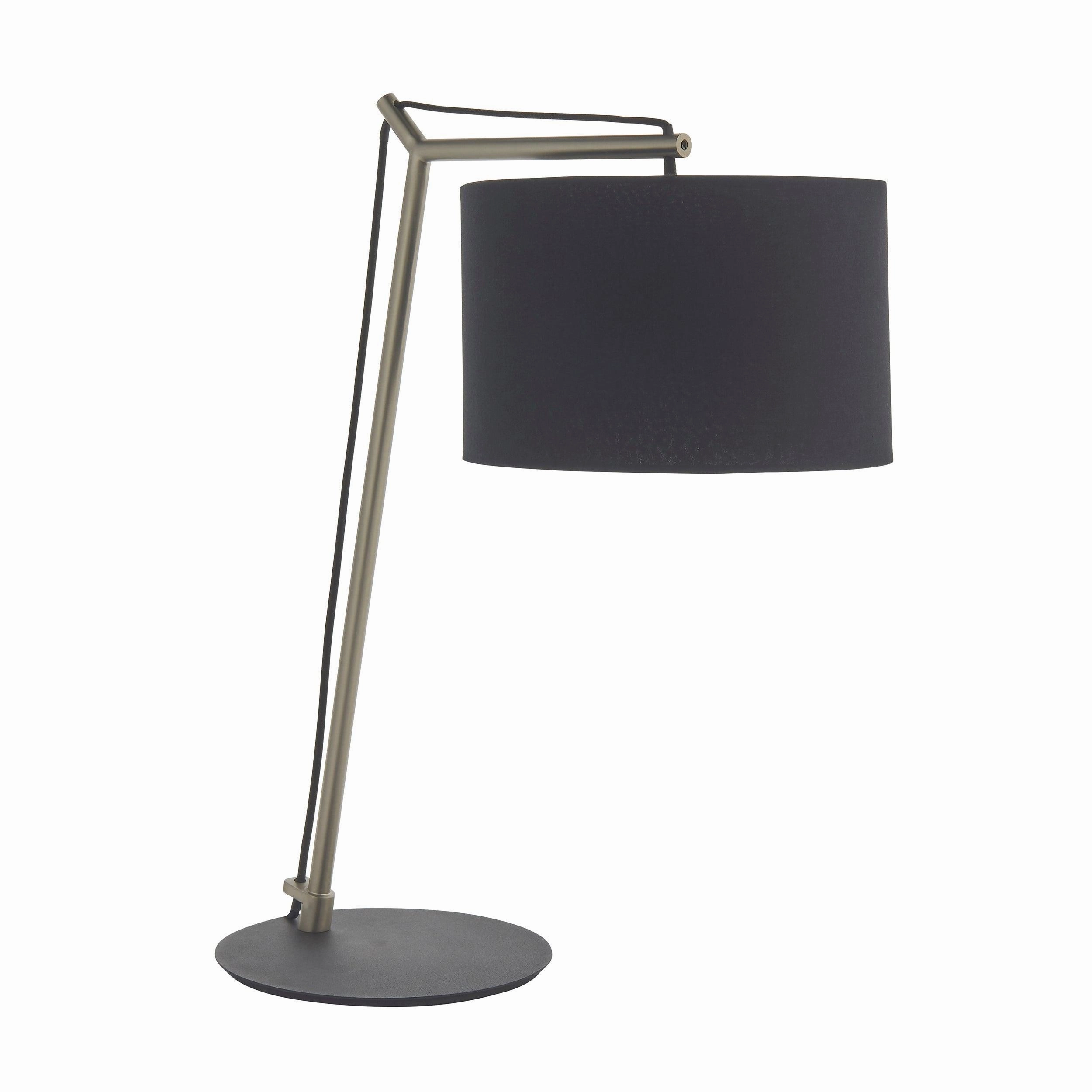 Wimbledon Matt Nickel Table Lamp - Black Shade
