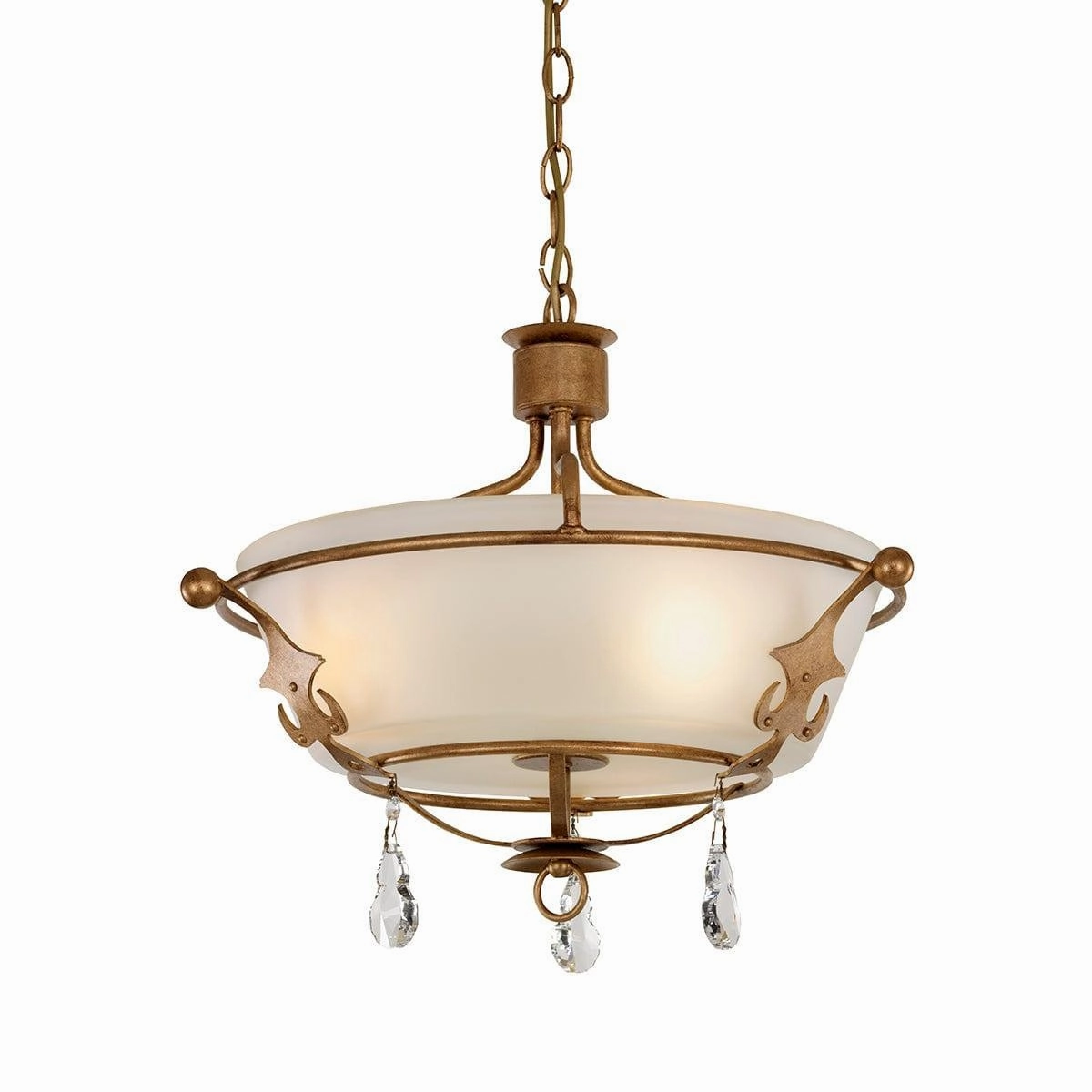 Windsor 3 Light Semi Flush Light - Gold Patina Ceiling Light soft glow ceiling light