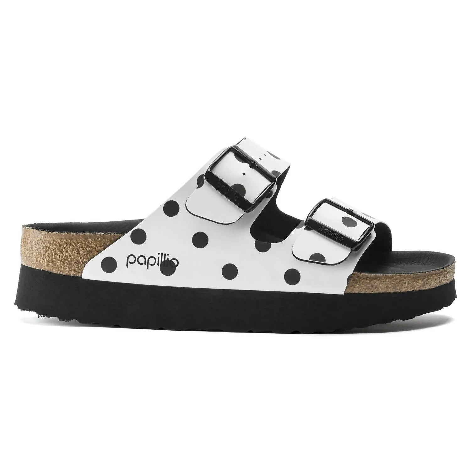 Women's Arizona Papillio Platform In White Black Dots