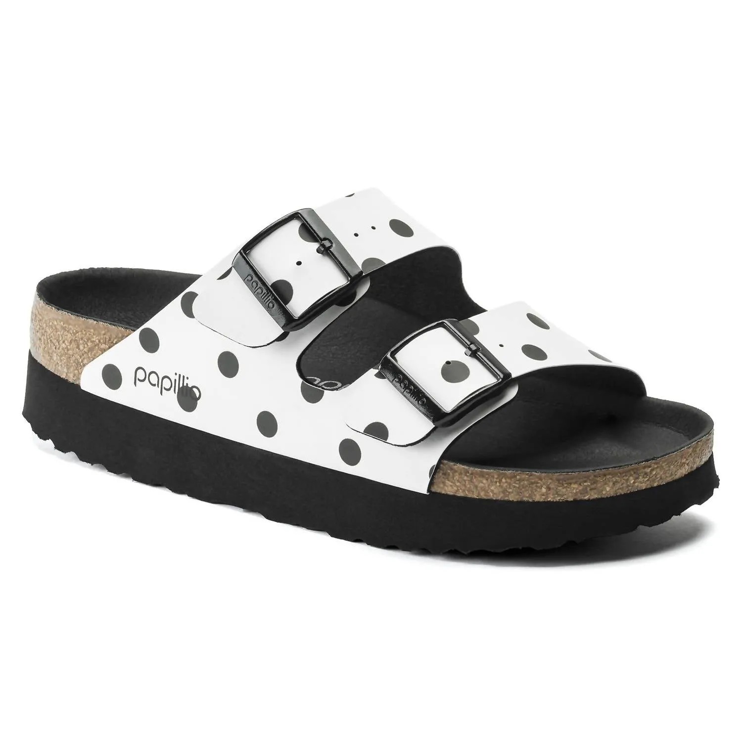 Women's Arizona Papillio Platform In White Black Dots