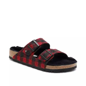 Women's Arizona Rivet Shearling Sandal In Plaid Red