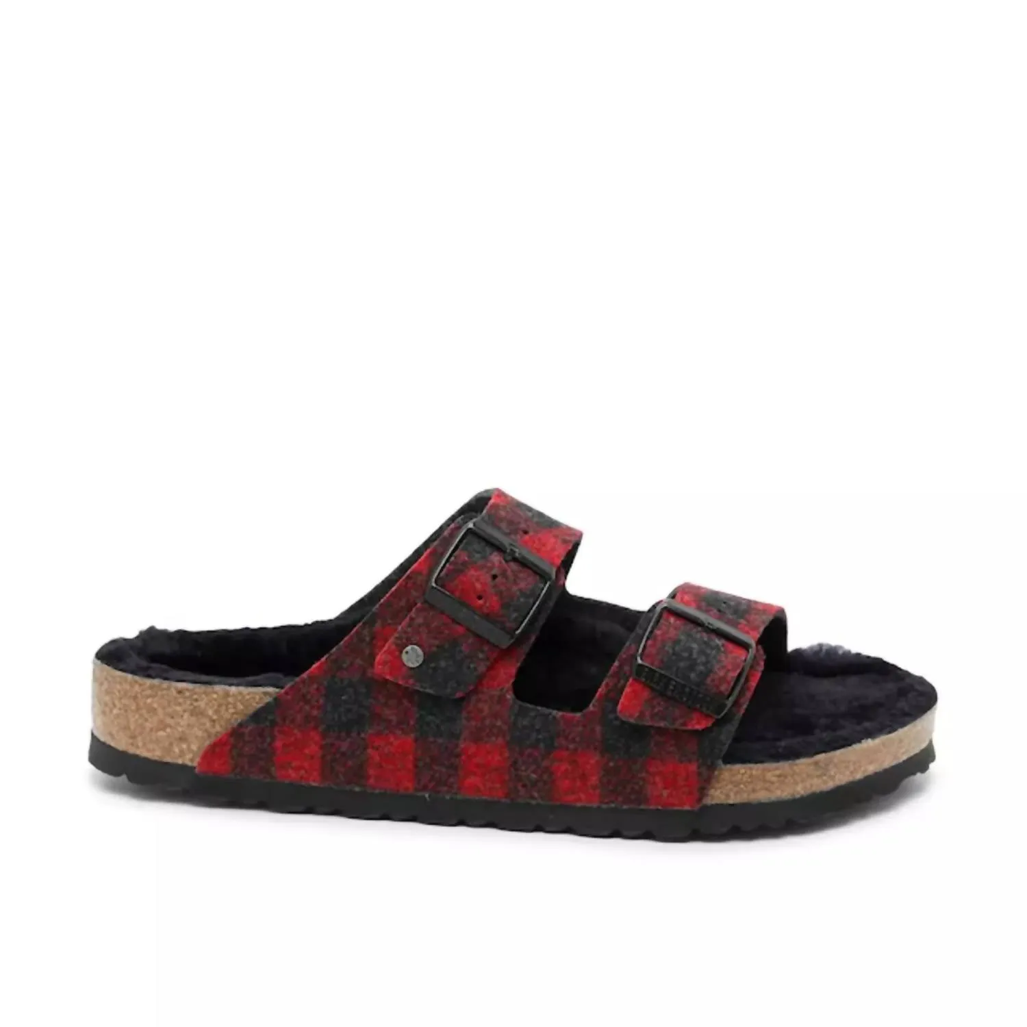 Women's Arizona Rivet Shearling Sandal In Plaid Red