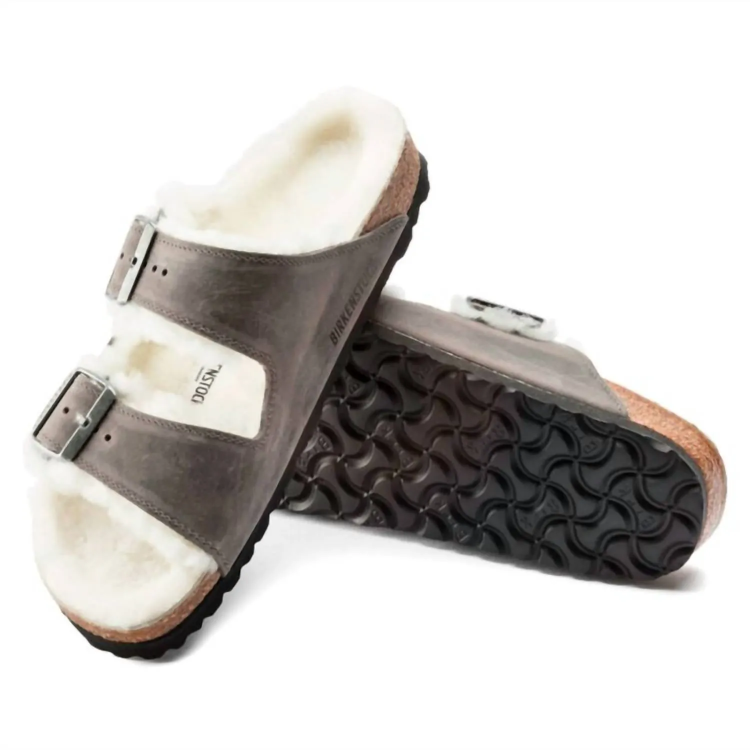 Women's Arizona Shearling Sandal In Iron Suede
