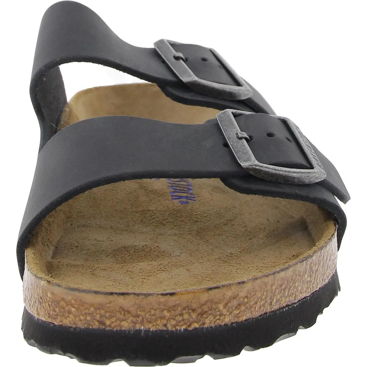 Womens Buckle Leather Slide Sandals