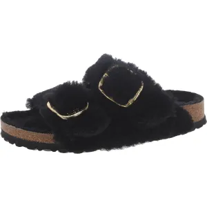 Womens Faux Fur Lined Slip On Slide Sandals