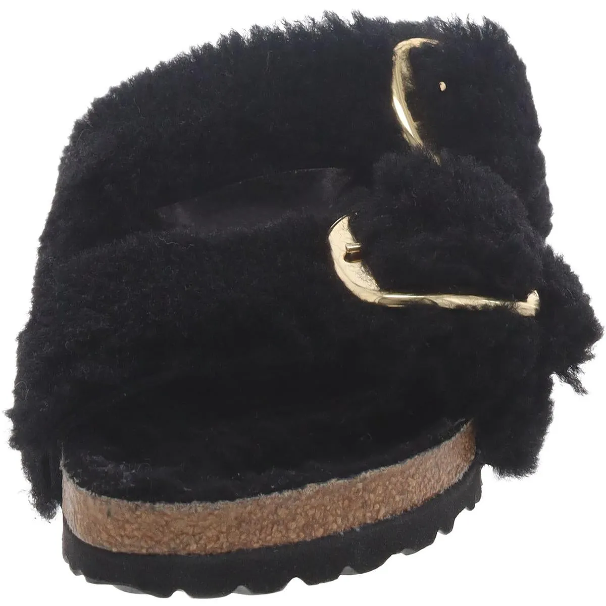 Womens Faux Fur Lined Slip On Slide Sandals