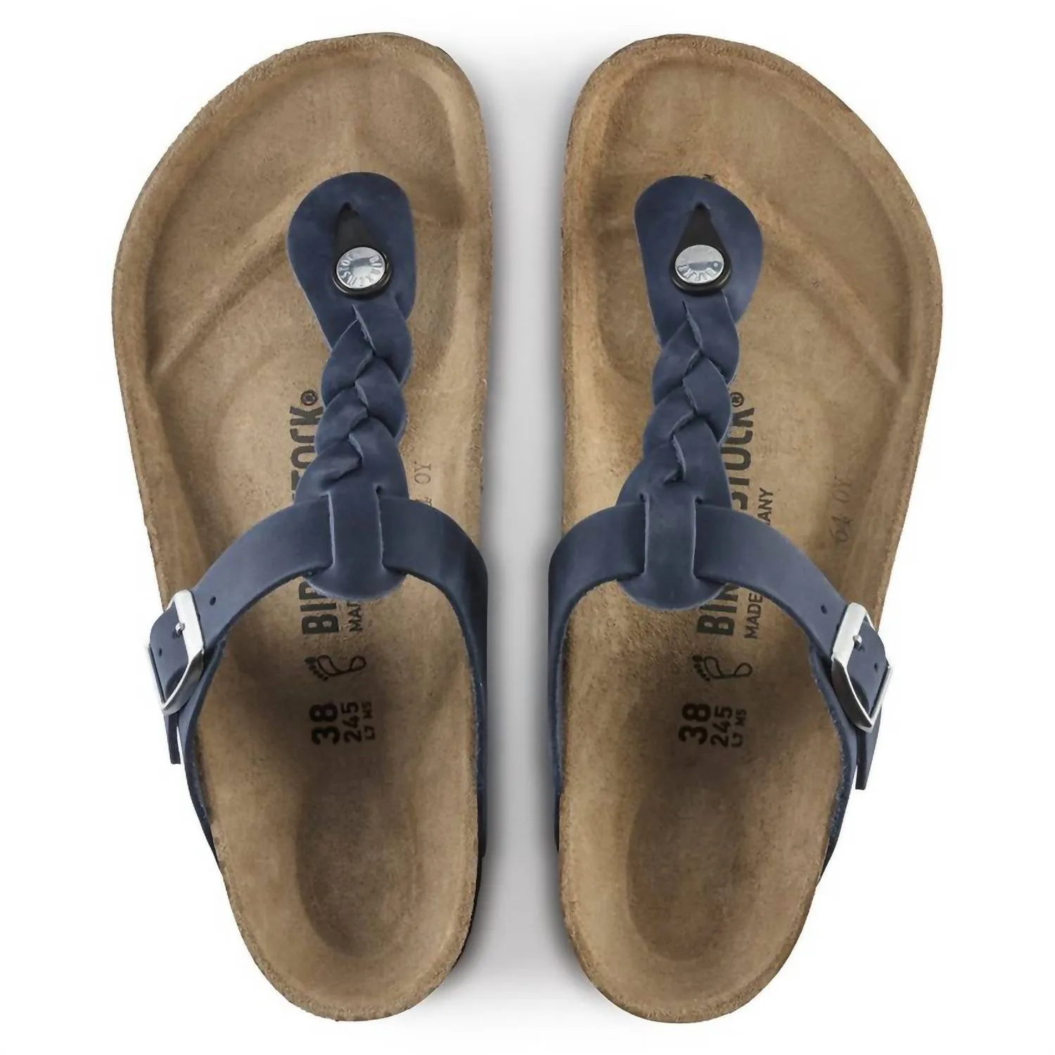 Women's Gizeh Braided Oiled Leather Sandals - Regular/wide In Navy
