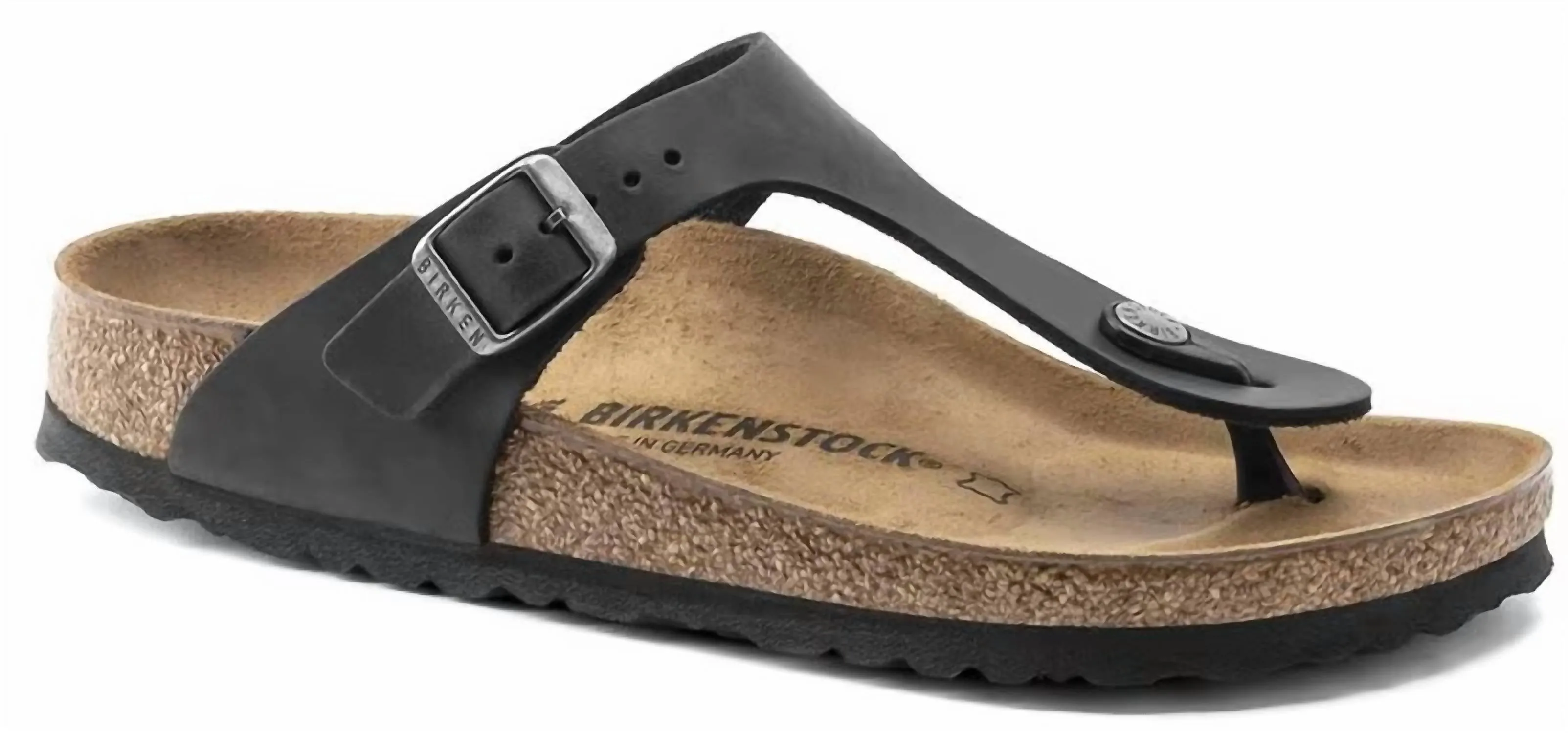 Women's Gizeh Oiled Leather Sandal (Regular/wide) In Black
