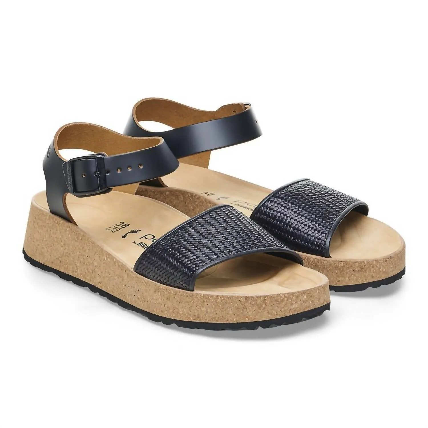 Women's Glenda Raffia Leather Sandals - Medium/narrow In Black