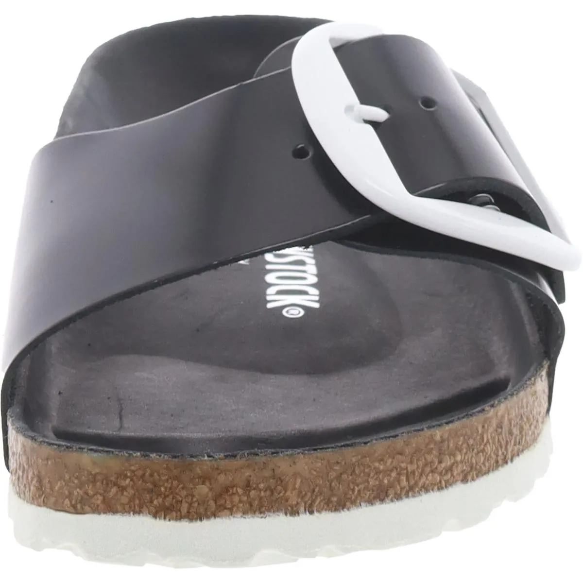 Womens Leather Flat Slide Sandals
