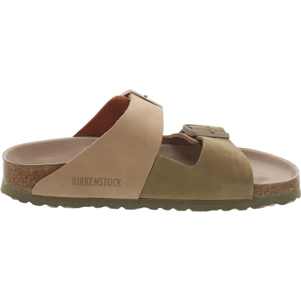Womens Leather Footbed Slide Sandals