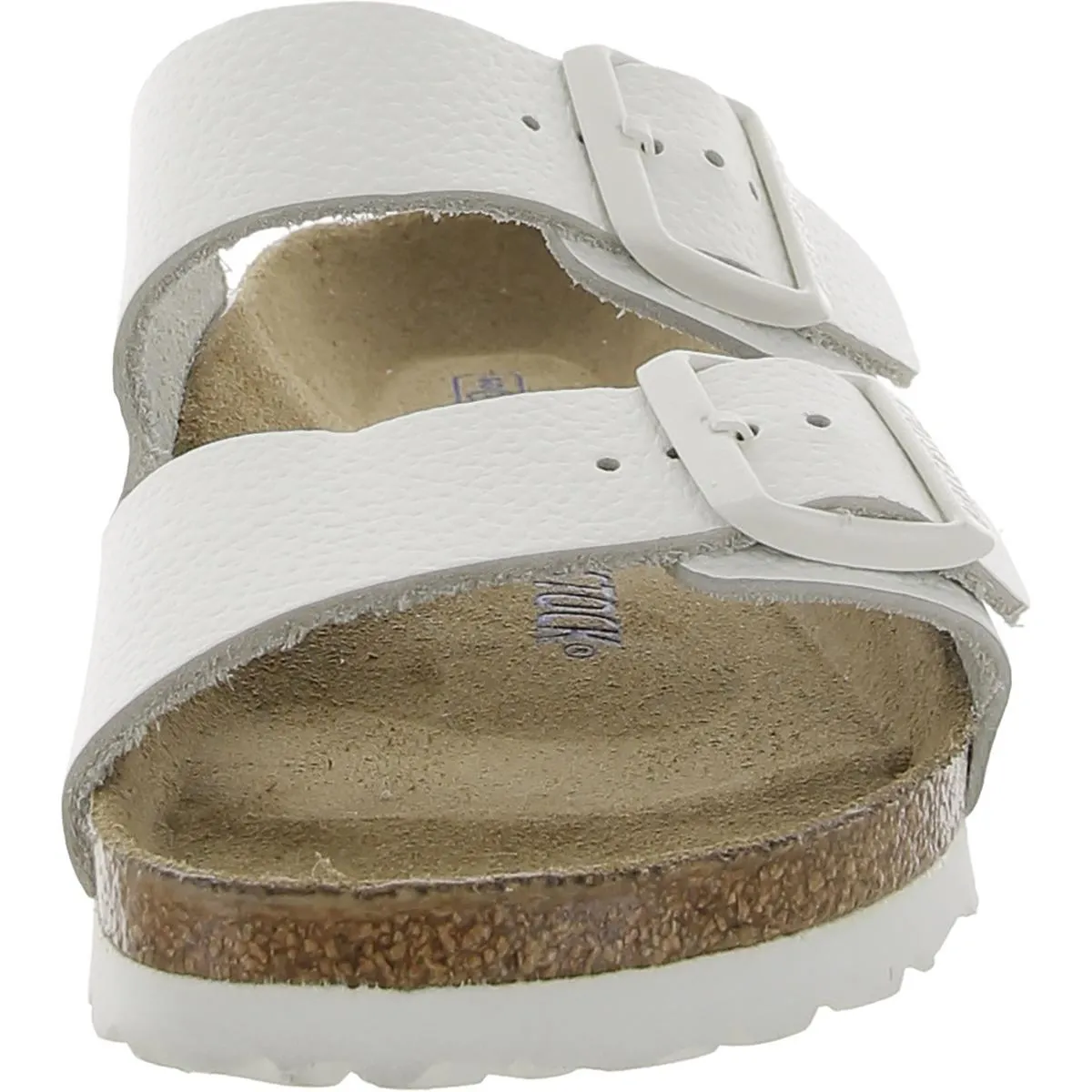Womens Leather Slip On Footbed Sandals