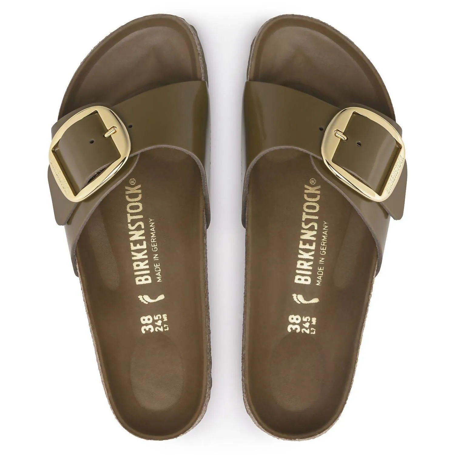 Women's Madrid Big Buckle Sandal In High Shine Mud Green