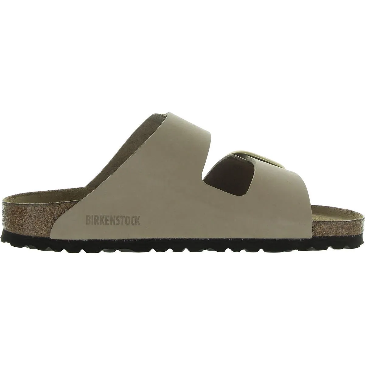 Womens Metallic Buckle Slide Sandals