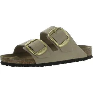 Womens Metallic Buckle Slide Sandals