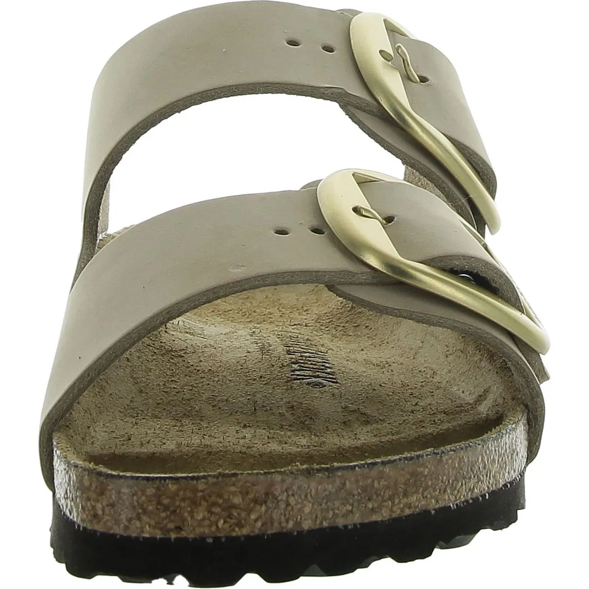 Womens Metallic Buckle Slide Sandals