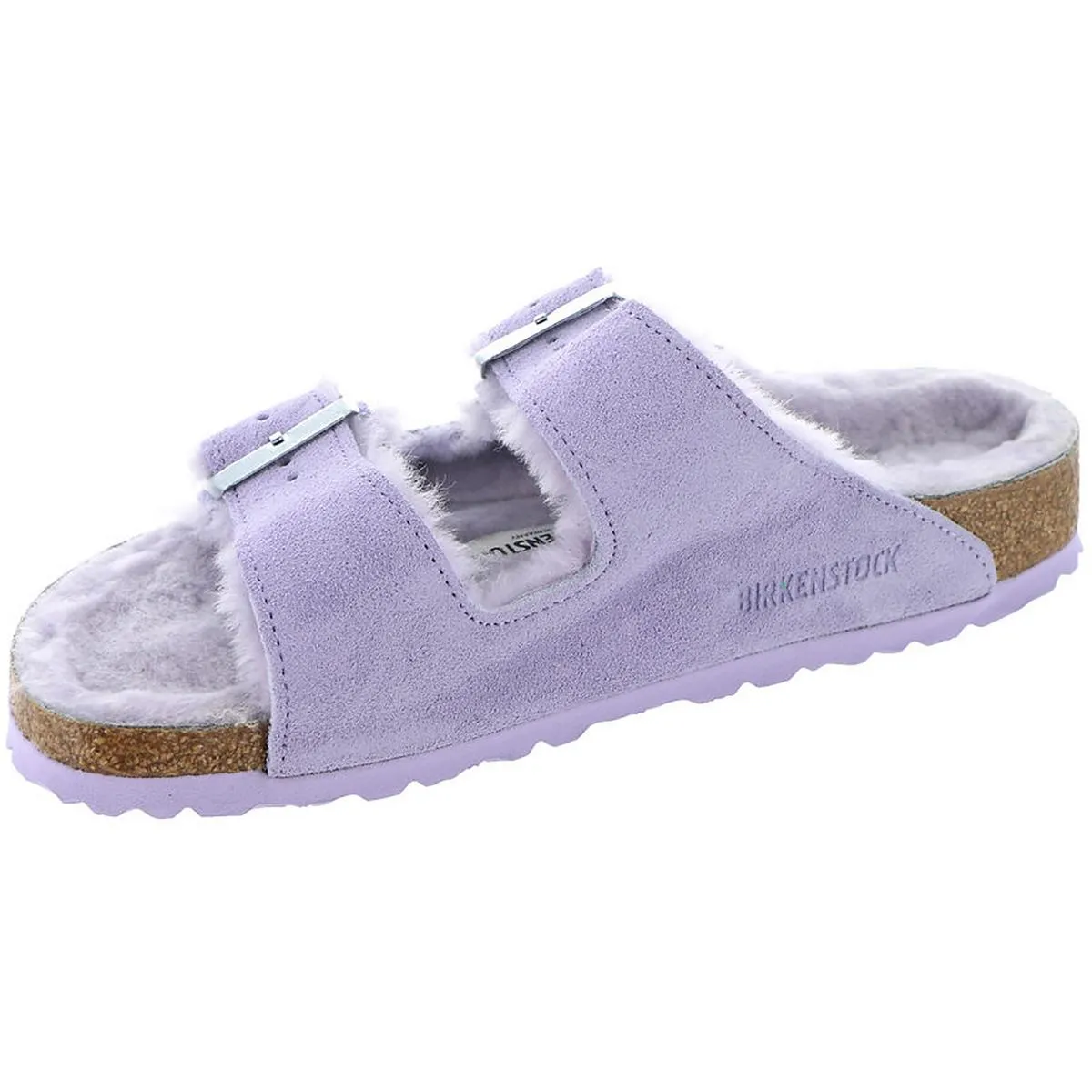 Womens Suede Shearling Lined Slide Sandals