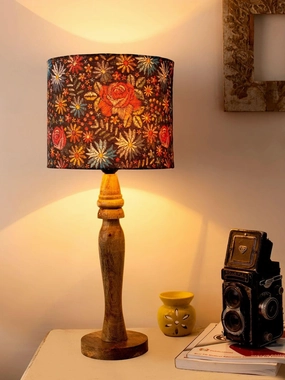 Wooden Black Floral Stich Lamp decorative ceiling fixture