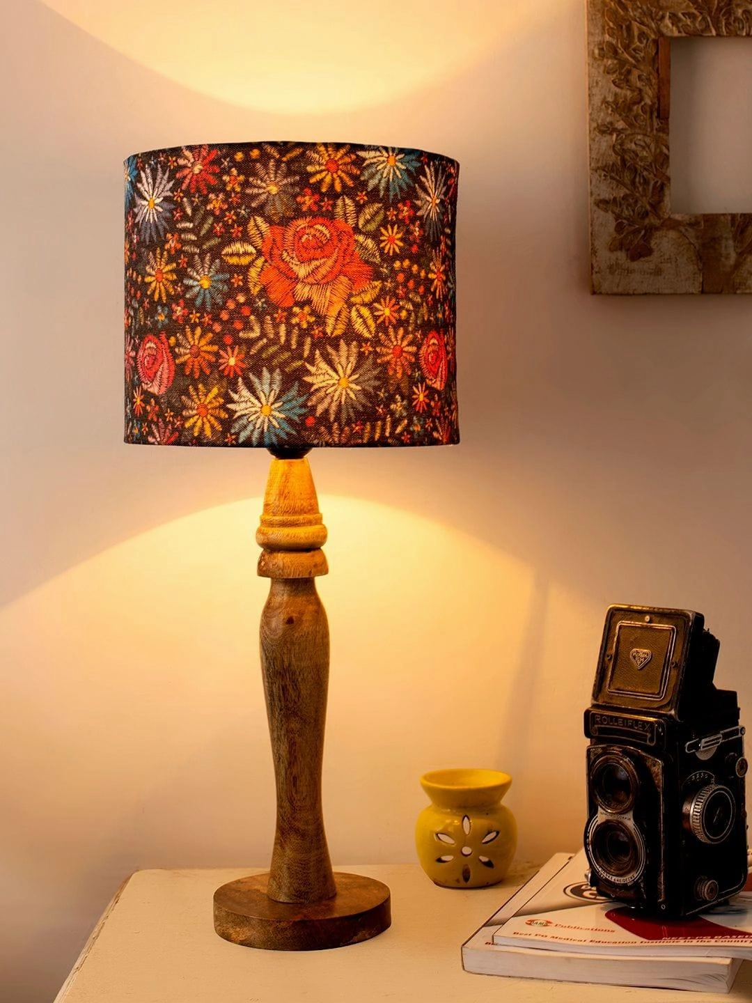 Wooden Black Floral Stich Lamp decorative ceiling fixture