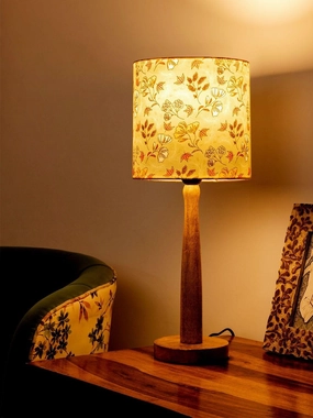 Wooden Brown Lamp with Blue Gardenia Shade decorative ceiling fixture