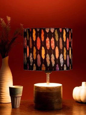 Wooden Brown Log Lamp with Colorful Feathers Shade decorative ceiling fixture