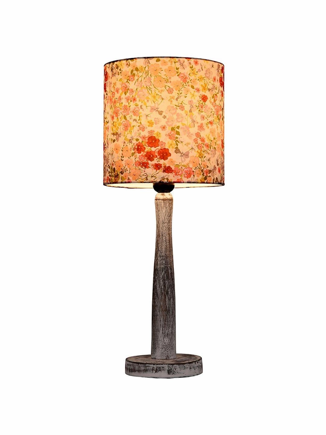 Wooden Brown Log Lamp with Green Chaos Shade