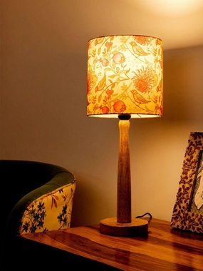 Wooden Brown Table Lamp with Birdy Shade decorative ceiling fixture