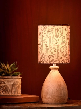 Wooden Dome Table Lamp Animal Printed Shade decorative ceiling fixture