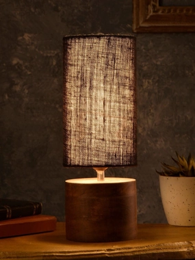 Wooden Log Table Lamp with Black Jute Shade decorative ceiling fixture