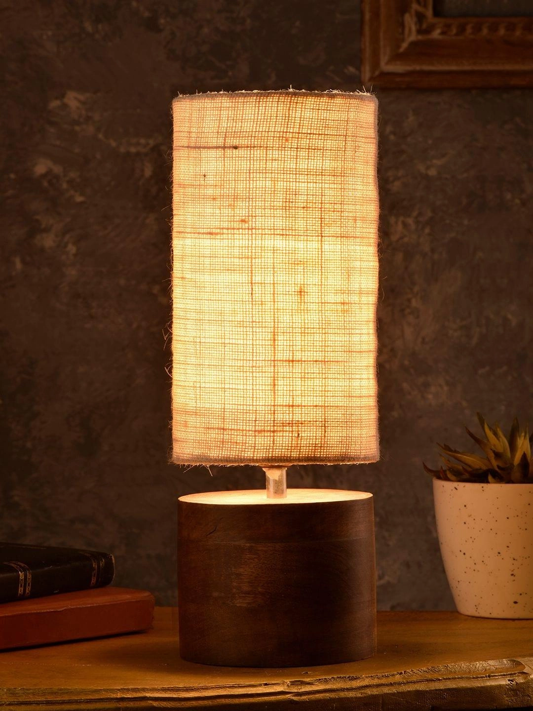 Wooden Log Table Lamp with White Jute Shade decorative ceiling fixture