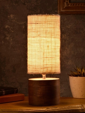 Wooden Log Table Lamp with White Jute Shade decorative ceiling fixture