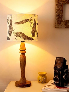 Wooden Peacock Print Lamp decorative ceiling fixture