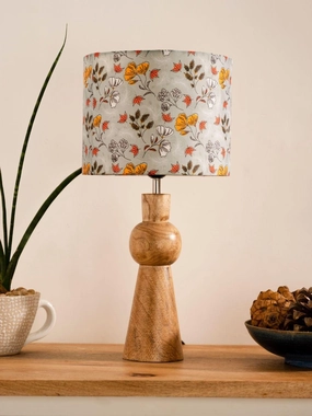 Wooden Skirt Lamp with Multicolor Gardenia Shade decorative ceiling fixture