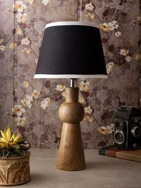 Wooden Skirt Lamp with White Black Shade decorative ceiling fixture