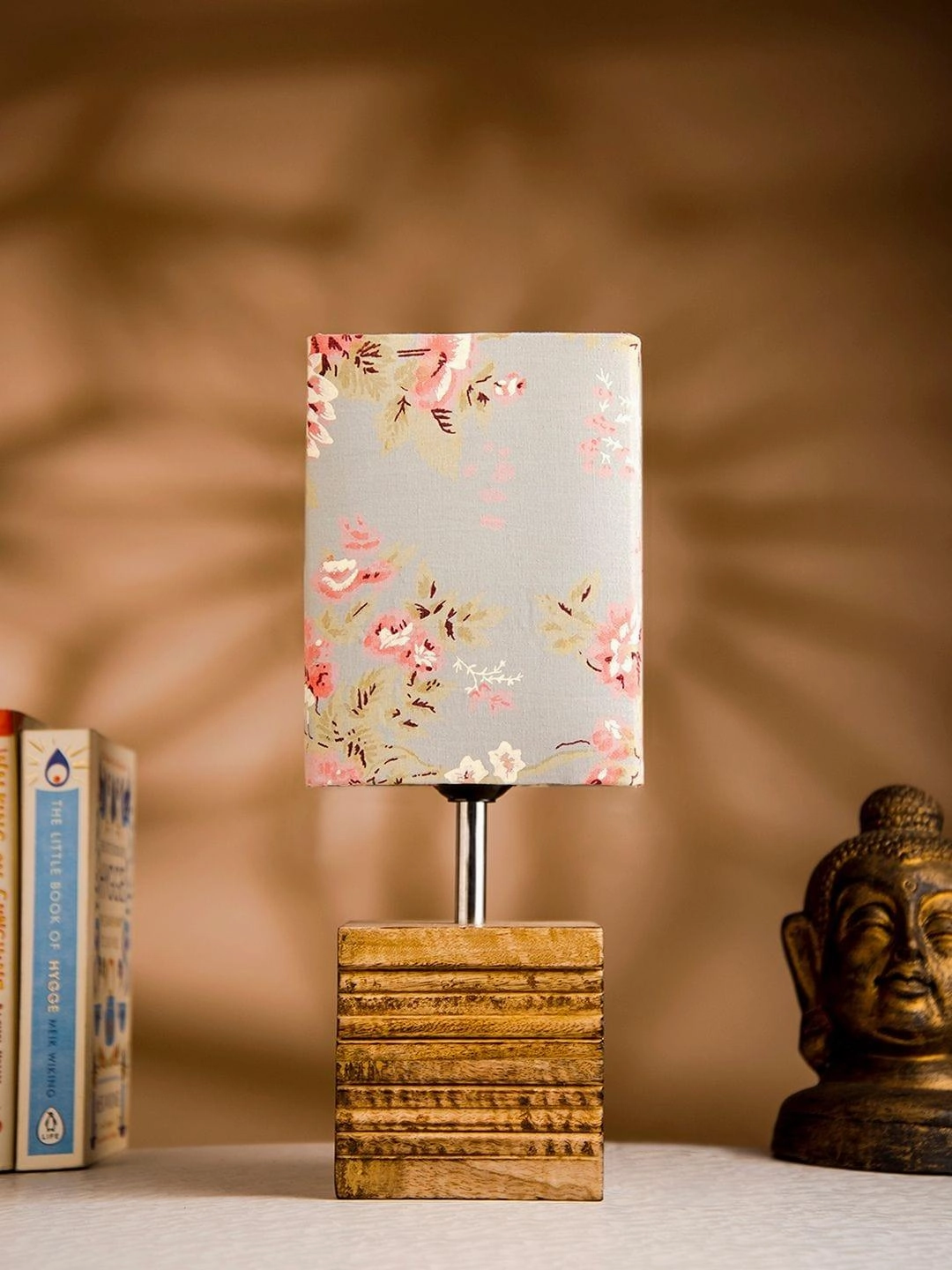 Wooden Stripped Cube Lamp with Colorful Grey Shade decorative ceiling fixture