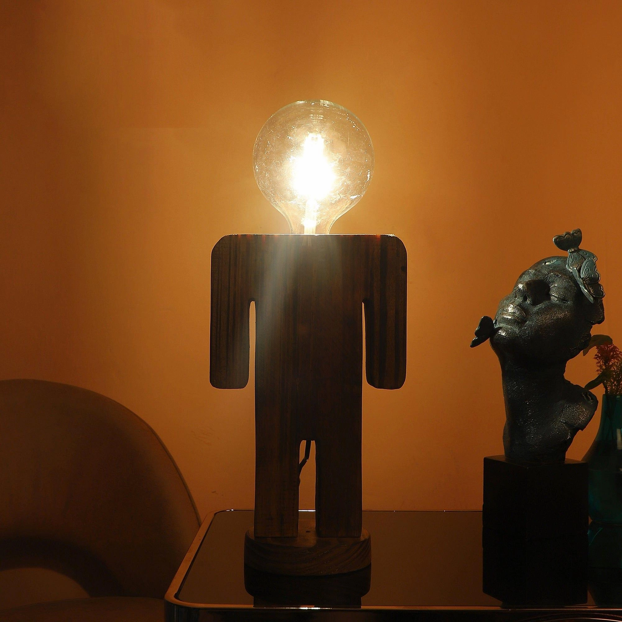 Wooden Table Lamp  Natural Wood