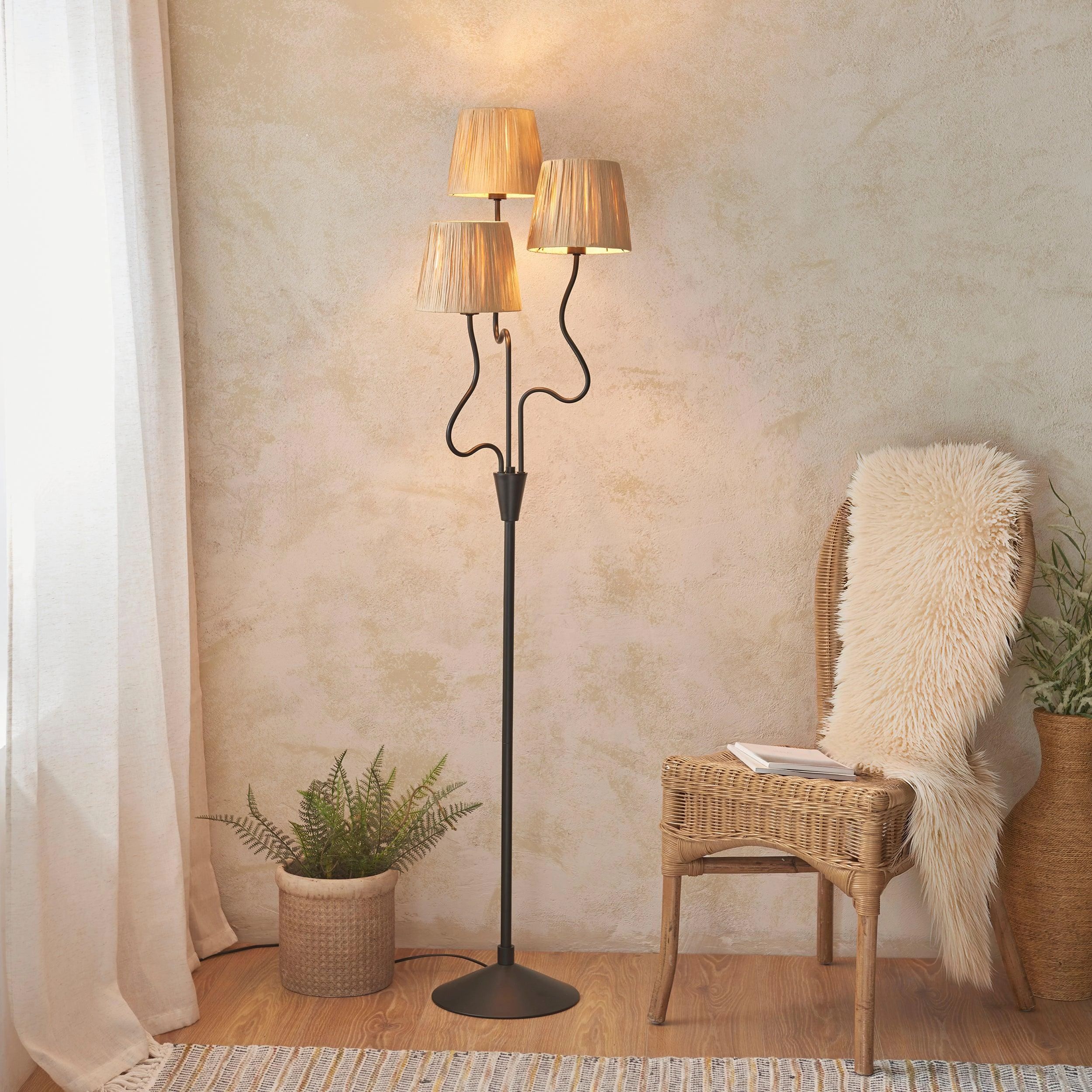 Wriggle 3 Light Black Floor Lamp