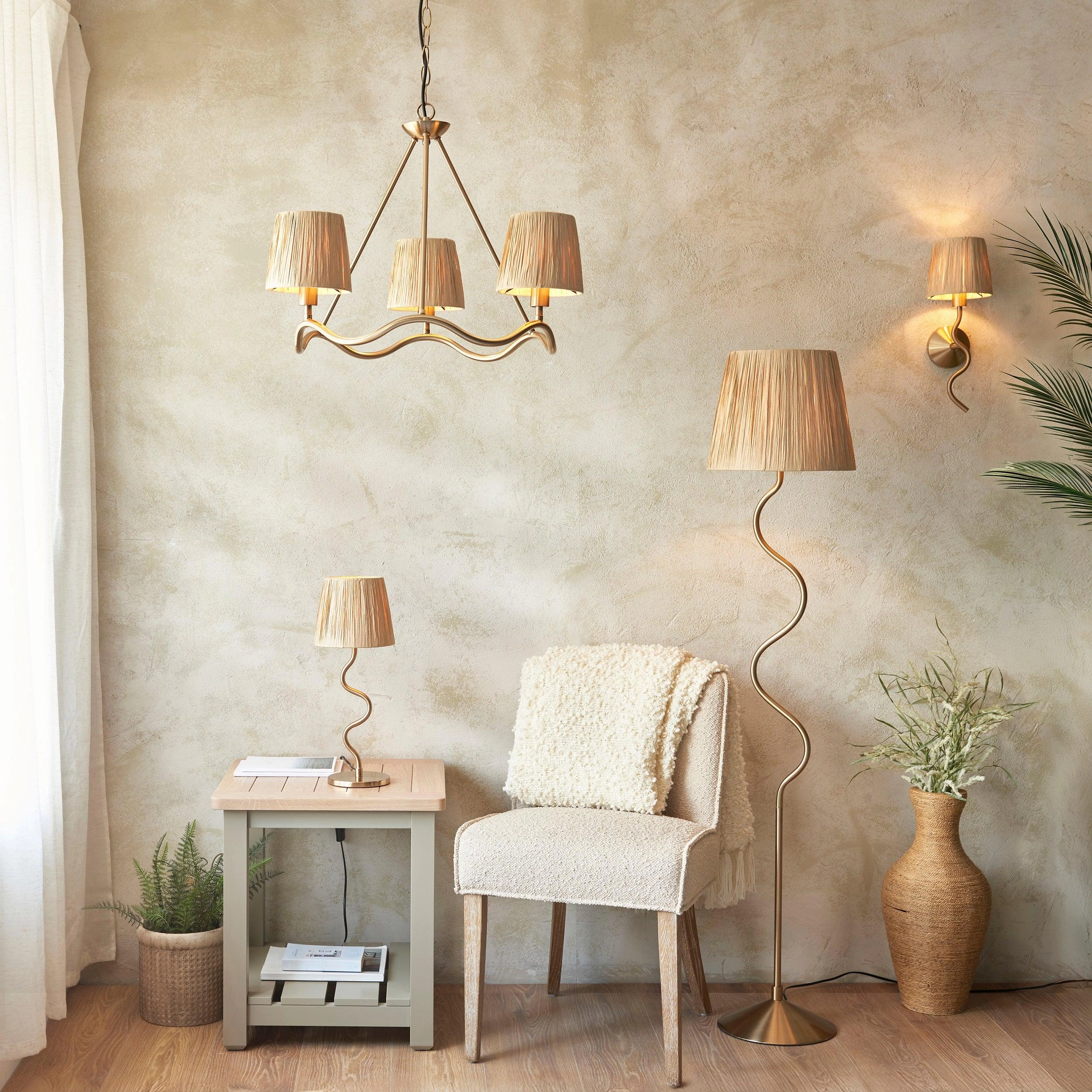 Wriggle 3 Light Brass Floor Lamp