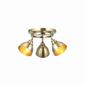 Wyatt 3 Light Brass Industrial Style Spot Light ambient ceiling fixture