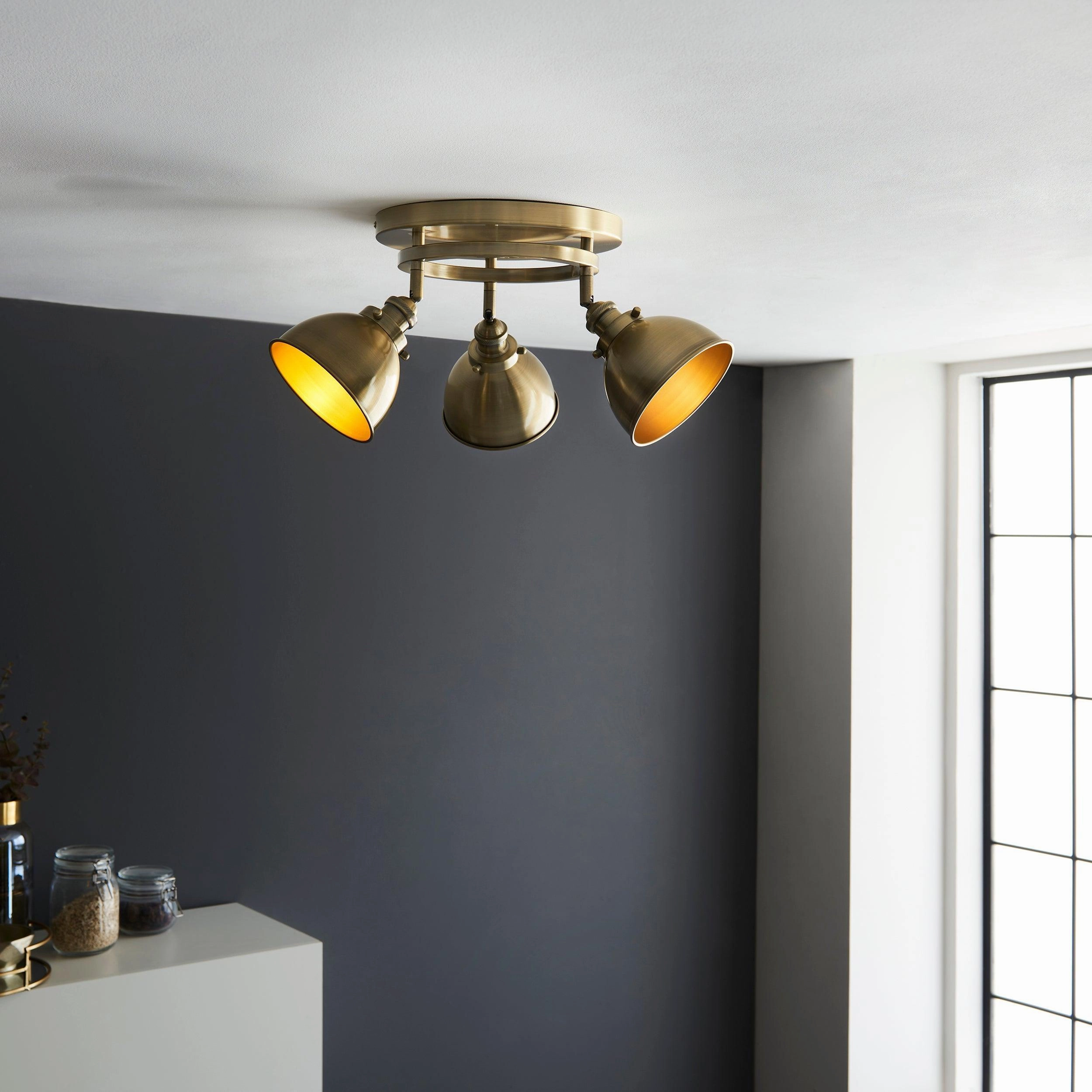 Wyatt 3 Light Brass Industrial Style Spot Light