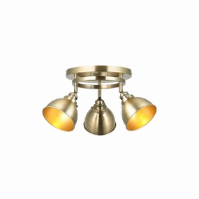 Wyatt 3 Light Brass Industrial Style Spot Light white ceiling lamp