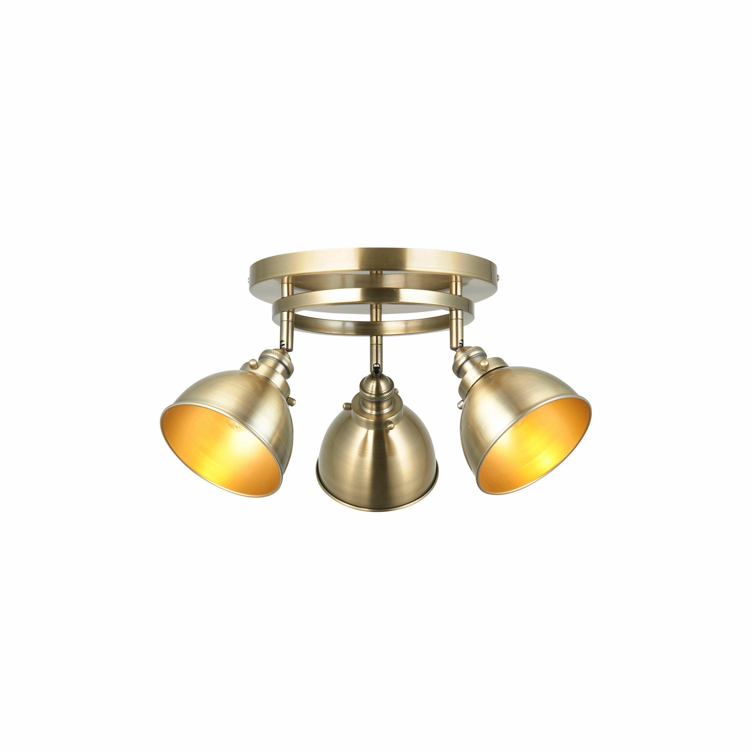 Wyatt 3 Light Brass Industrial Style Spot Light white ceiling lamp