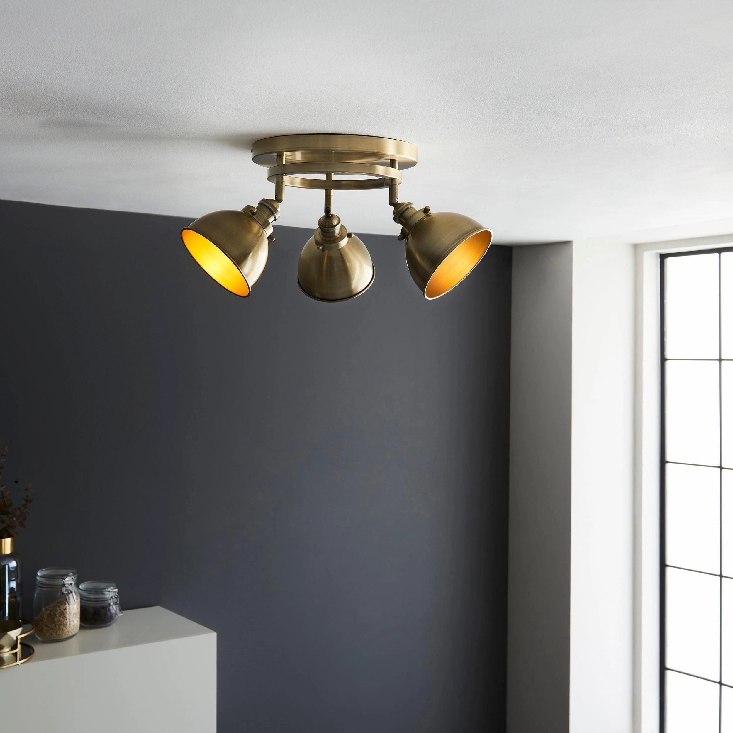 Wyatt 3 Light Brass Industrial Style Spot Light