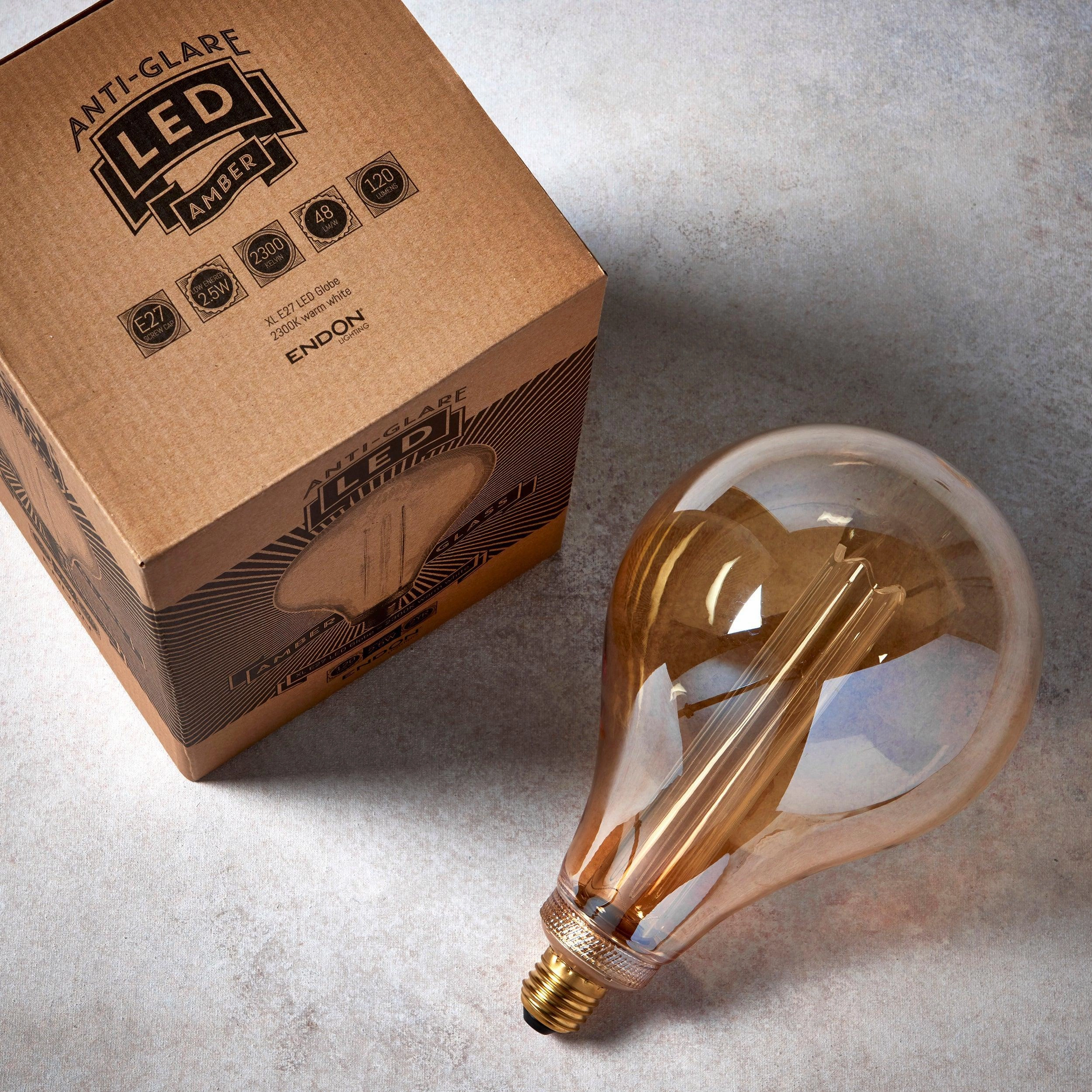 XL Dimple E27 Amber Globe Decorative LED 2.5w Light Bulb