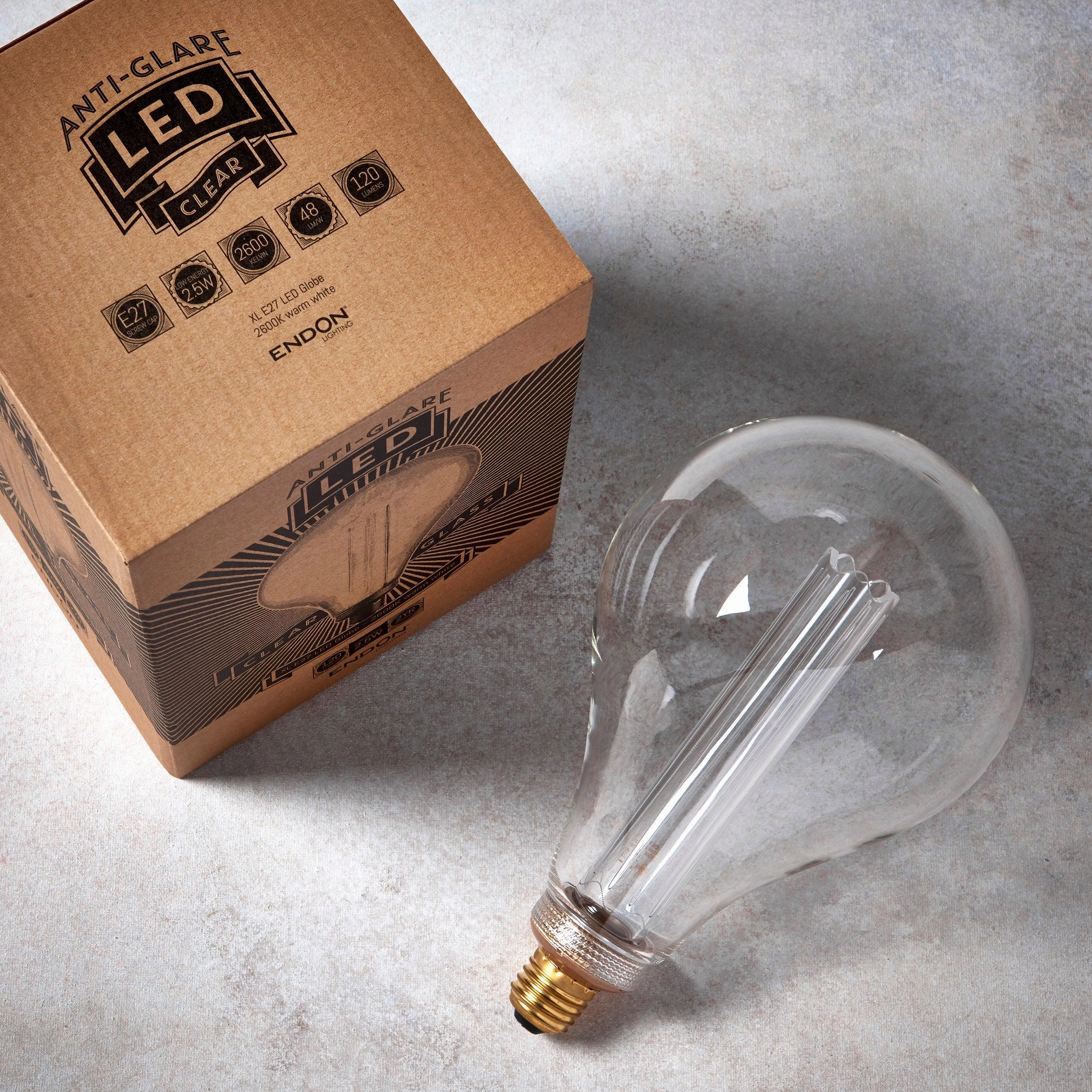 XL Dimple E27 Clear Globe Decorative LED 2.5w Light Bulb