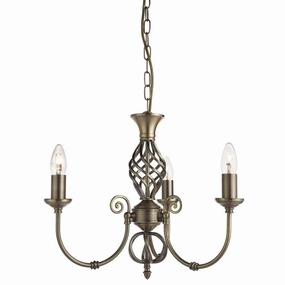 Zanzibar 3 Light Brass Chandelier ambient ceiling fixture