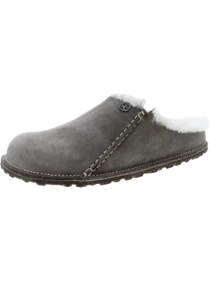 Zermatt Premium Womens Suede Shearling Lined Slide Sandals